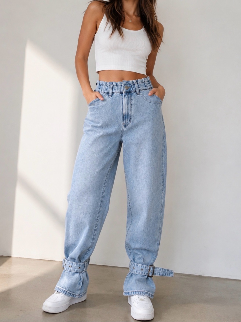 WeWoreWhat Light Blue High-Rise Waist Boyfriend Jeans